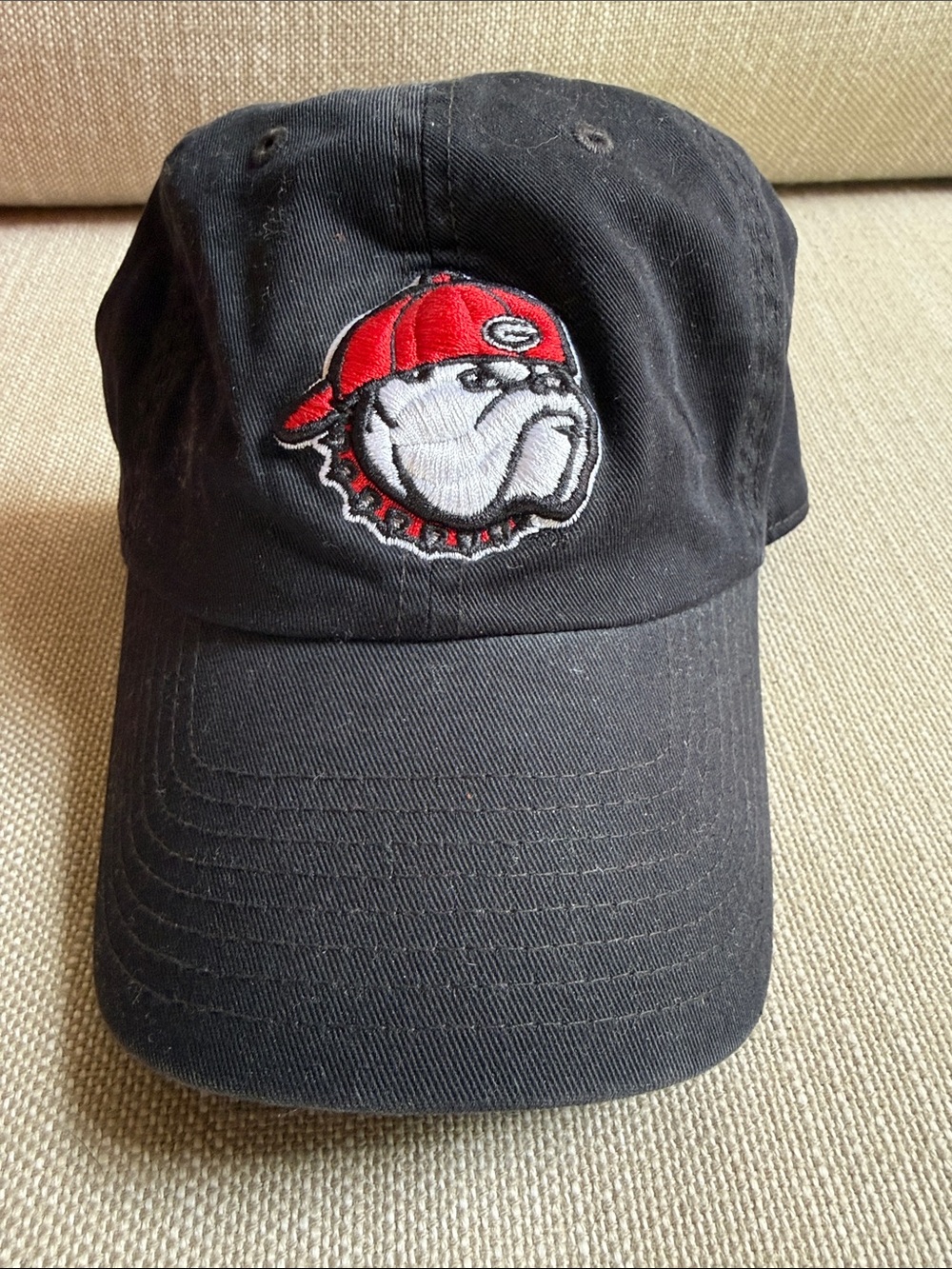 Lids Black Hat with Red & White Bulldog Logo